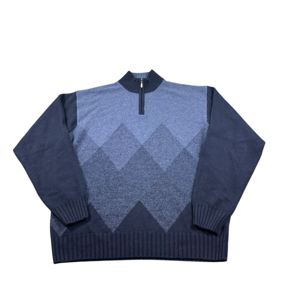 I Levrieri Mens Blue Colorblock 100% Cashmere 1/2 Zip Sweater Made in Italy L
